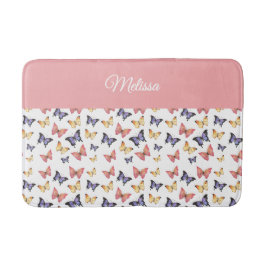 Pink Purple Butterflies Monogram Name Badmat