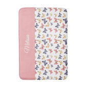Pink Purple Butterflies Monogram Name Badmat (Voorkant Verticaal)