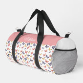 Pink Purple Butterflies Monogram Name Duffel Bag Plunjezak (Rechterhoek)