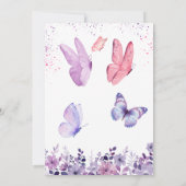 Pink Purple Butterfly Baby Shower  Kaart (Achterkant)