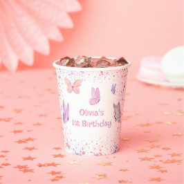 Pink Purple Butterfly Birthday Papieren Bekers