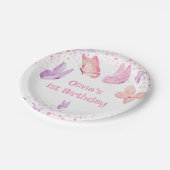 Pink Purple Butterfly Birthday Papieren Bordje (Gekanteld)