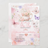 Pink Purple Butterfly Princess ParTea Birthday  Kaart (Voorkant / Achterkant)
