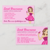 Pink Purple Cartoon Makeup Lipstick Visitekaartje (Voorkant / Achterkant)