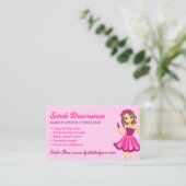 Pink Purple Cartoon Makeup Lipstick Visitekaartje (Staand voorkant)