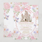 Pink Purple castle Butterflies Royal 1st Birthday  Kaart (Voorkant / Achterkant)