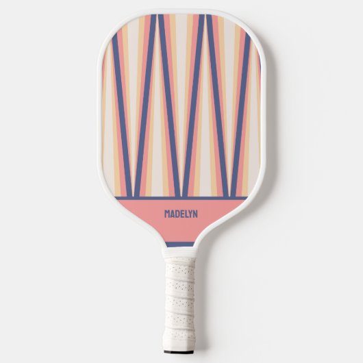  Pink& Purple Chevron Pattern Custom Name Pickleball Paddle (Achterkant)