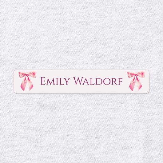 Pink & Purple Clothing School Labels with Bow (Design 1)