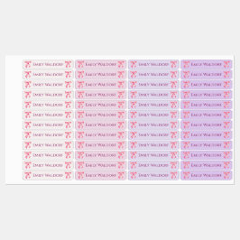 Pink & Purple Clothing School Labels with Bow