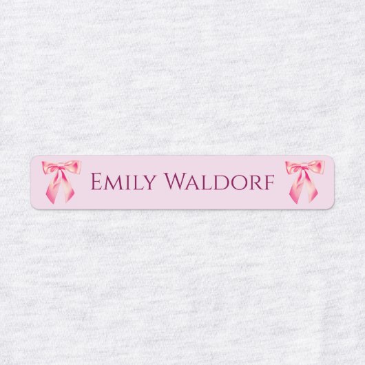 Pink & Purple Clothing School Labels with Bow (Design 2)