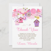 Pink & Purple Floral Baby Shower Thank You Card Bedankkaart (Voorkant)