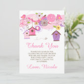Pink & Purple Floral Baby Shower Thank You Card Bedankkaart (Staand voorkant)