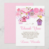 Pink & Purple Floral Baby Shower Thank You Card Bedankkaart (Voorkant / Achterkant)