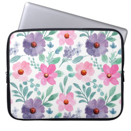 Pink Purple Flowers  Girly-laptophoes Laptop Sleeve