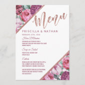 Pink Purple Flowers Roos Gold Wedding Menu (Voorkant)