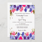 Pink Purple Flowers Weddenschap Kaart (Voorkant / Achterkant)