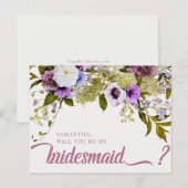 Pink Purple Flowers word je mijn bruidsmeisje Kaar Briefkaart (Voorkant / Achterkant)