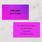 Pink Purple Glitter Event Wedding Planner Girly Visitekaartje (Voorkant / Achterkant)