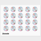 Pink Purple Glitter Mermaids 4th Birthday Party Ronde Sticker (Vel)