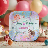 Pink Purple Glitter Mermaids 6th Birthday Party Papieren Bordje