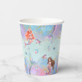 Pink Purple Glitter Mermaids 9th Birthday Party Papieren Bekers (Achterkant)