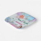 Pink Purple Glitter Mermaids 9th Birthday Party Papieren Bordje (Gebogen)