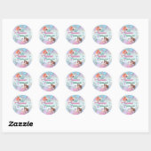 Pink Purple Glitter Mermaids 9th Birthday Party Ronde Sticker (Vel)