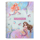 Pink Purple Glitter Mermaids Add Name Notitieboek (Voorkant)