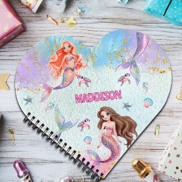 Pink Purple Glitter Mermaids Add Name Notitieboek