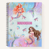 Pink Purple Glitter Mermaids Add Name Notitieboek (Voorkant)