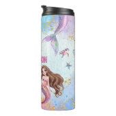Pink Purple Glitter Mermaids Add Name Thermosbeker (Geroteerd rechts)