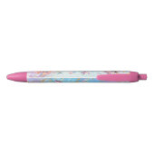 Pink Purple Glitter Mermaids Add Name Zwarte Inkt Pen (Achterkant)