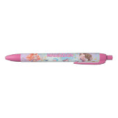 Pink Purple Glitter Mermaids Add Name Zwarte Inkt Pen (Bodem)