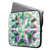 Pink, Purple + Green Snowflakes on Electronics Bag Laptop Sleeve (Voorkant Links)