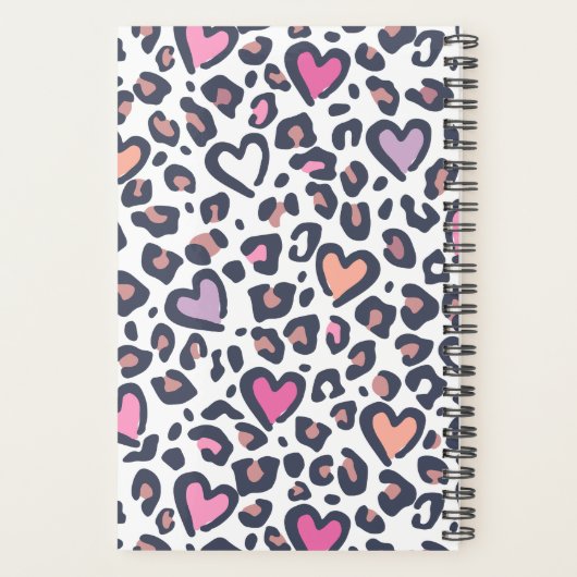 Pink Purple Heart Leopard Valentines Day Pattern Planner (Achterkant)