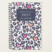 Pink Purple Heart Leopard Valentines Day Pattern Planner (Voorkant)