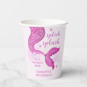 Pink Purple Mermaid Tail Birthday Papieren Bekers (Achterkant)