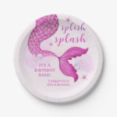Pink Purple Mermaid Tail Birthday Papieren Bordje (Voorkant)