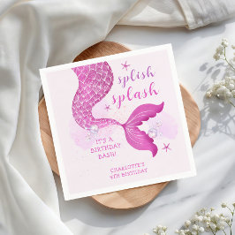 Pink Purple Mermaid Tail Birthday  Servet