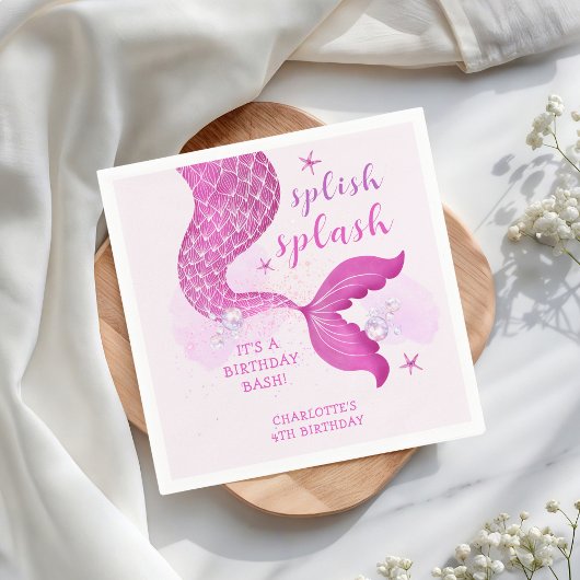 Pink Purple Mermaid Tail Birthday  Servet