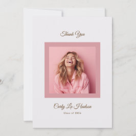 Pink Purple Minimal High School Photo Grad Bedankkaart