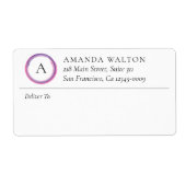 Pink Purple Monogram Business Shipping Etiket (Voorkant)