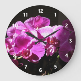 Pink Purple Orchids Flower Photography Clock Grote Klok