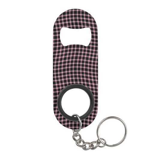 Pink Purple Plaid Checker Seamless Pattern Mini Flessenopener (Achterkant)