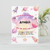 Pink Purple Planet Space First Trip Around the Sun Kaart (Staand voorkant)