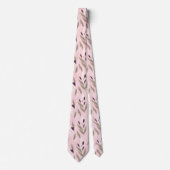 Pink purple red retro flower pattern stropdas (Voorkant)