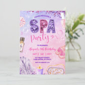 Pink Purple sequin SPA Party Birthday Kaart (Staand voorkant)