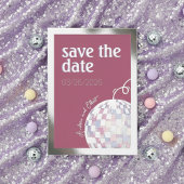 Pink, Purple & Silver Disco Wedding Save the Date Folie Uitnodiging