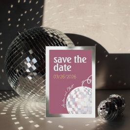 Pink, Purple & Silver Disco Wedding Save the Date Folie Uitnodiging