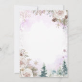 Pink Purple Snowflake Snow in Love Bridal Shower Kaart (Achterkant)